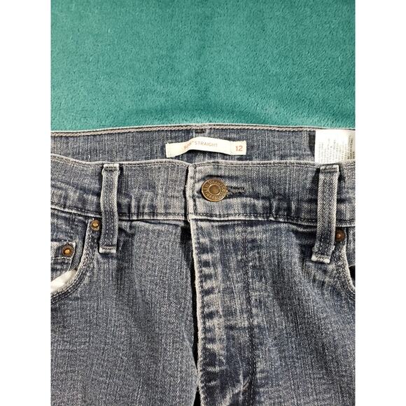 Levis 505 Jeans Size 12 Short Womens Blue Stretch Pants Mid Rise Curvy Straight - Picture 7 of 15
